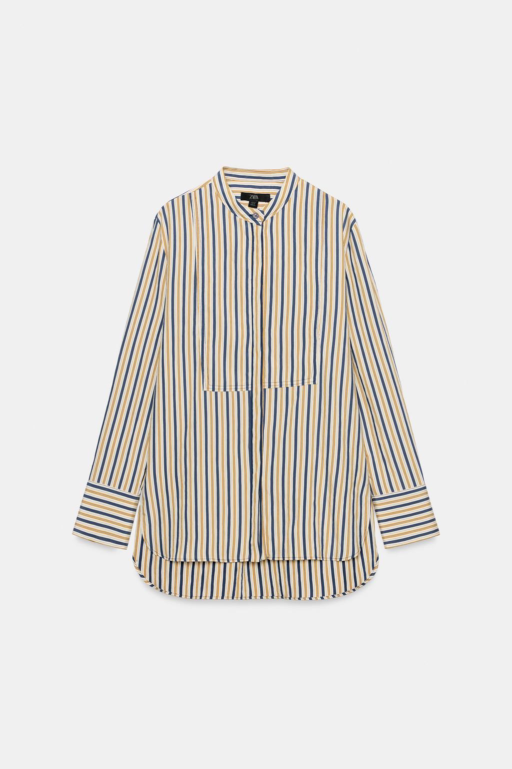 ZARA, Striped Bib Shirt ZW Collection