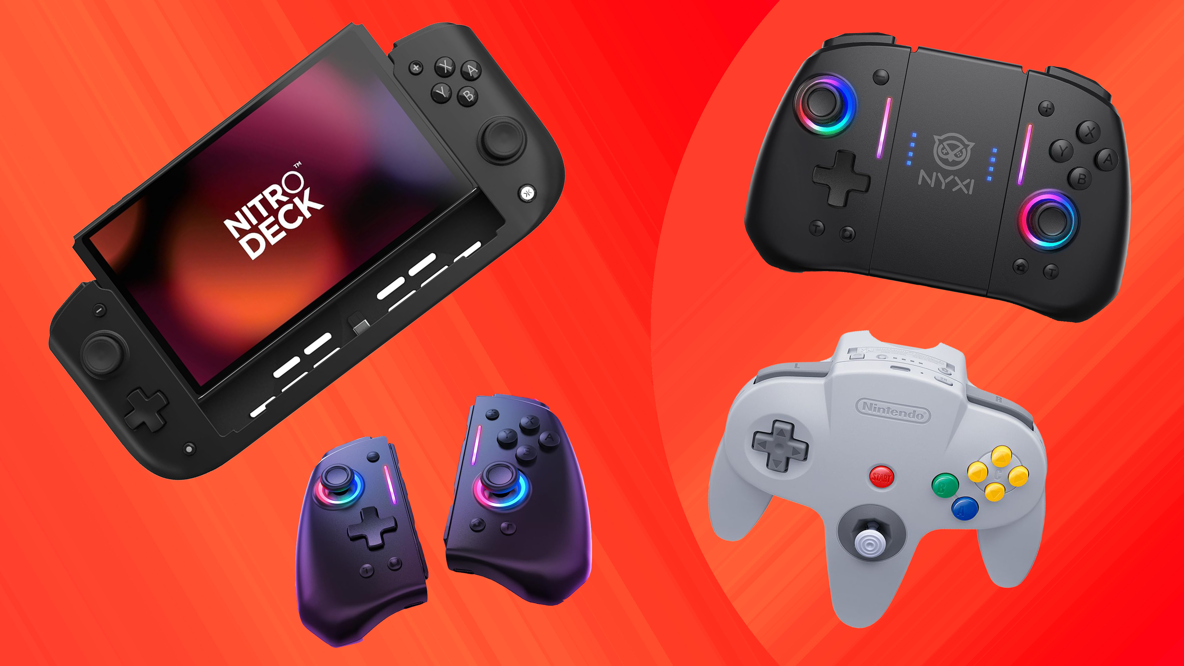 Best Nintendo Switch Joy-Cons  NYXI Wireless Controller with Large Grips &  8 Color LED Lights 