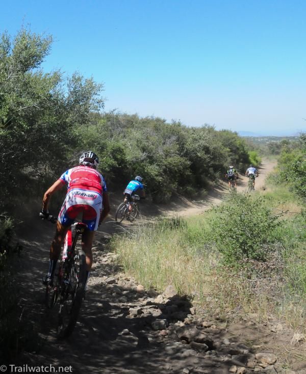Pua Mata (Sho-Air Specialized) chasing some of the men&rsquo;s leaders at the top of the climb