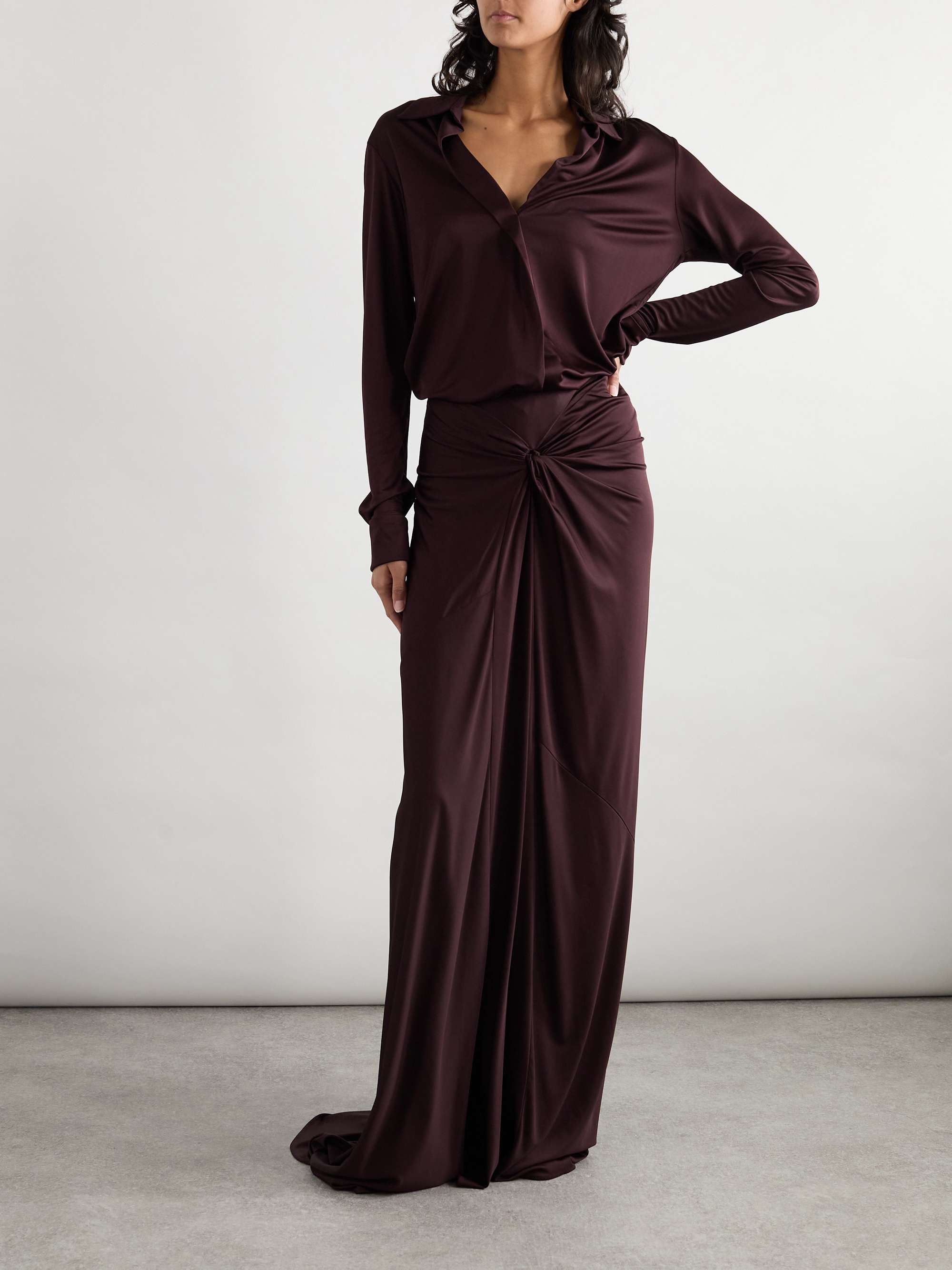 Gathered Jersey Maxi Skirt