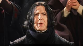 Snape saving Harry during Quiditch.