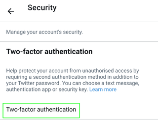 twitter 2fa access security screen