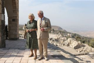 Prince Charles, Prince of Wales and Camilla, Duchess of Cornwall tour the archaeological site of Umm Qays in northern Jordan