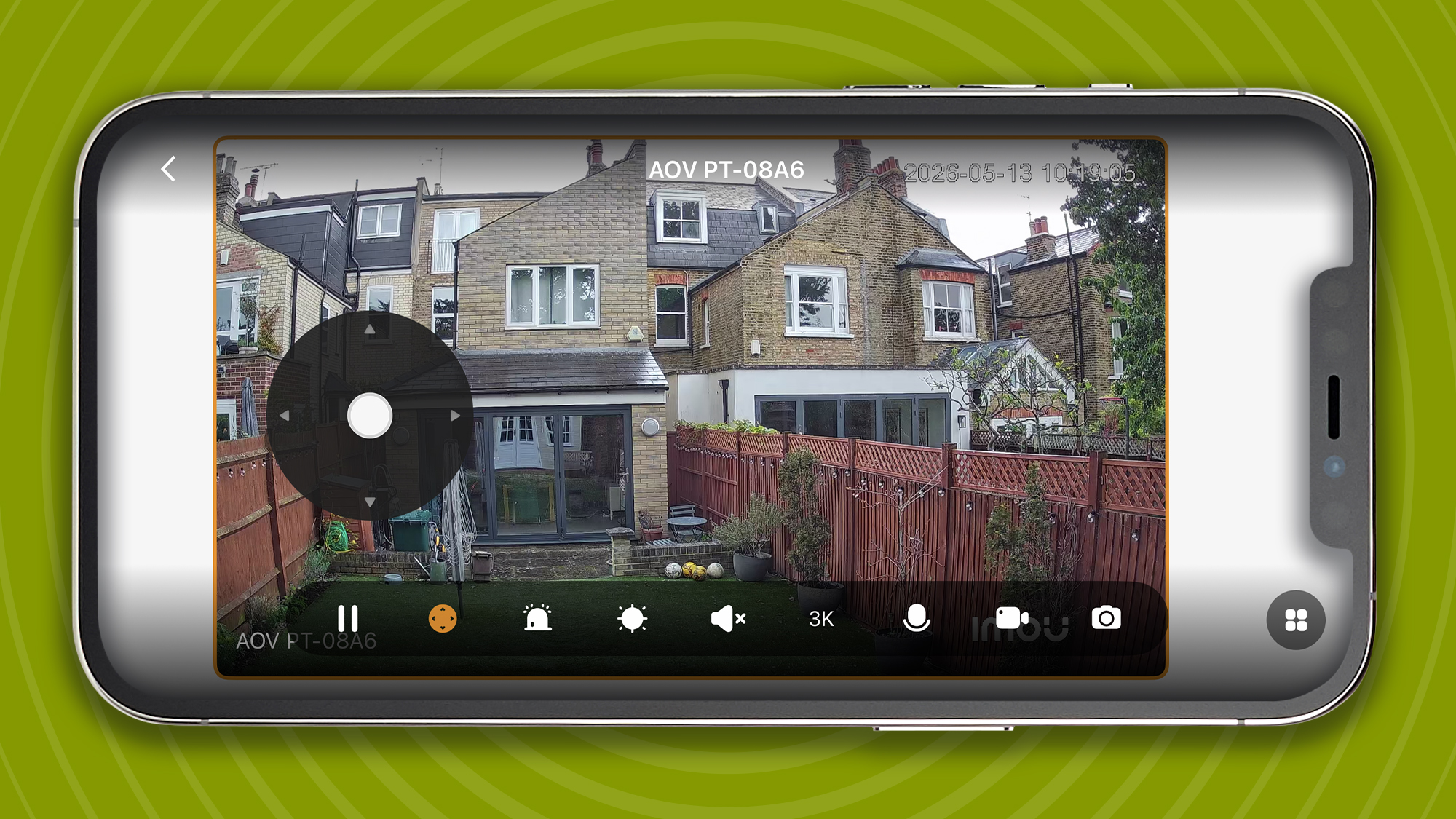 Footage from IMOU AOV PT security camera in mobile app