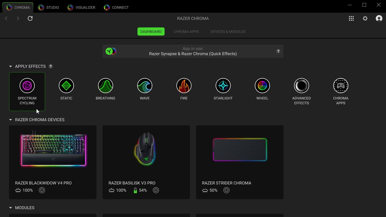Images of the New Razer Synapse, Razer Chroma app, and Razer Aether products.