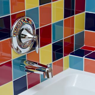 colorful tiles and sink