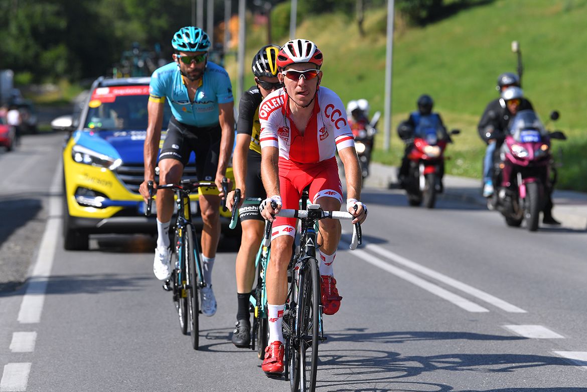 Adam Stachowiak (Poland) leads the breakaway