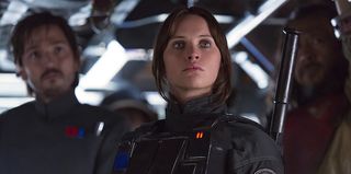 Jyn Erso and Cassian Andor disguised as Imperials in Rogue One