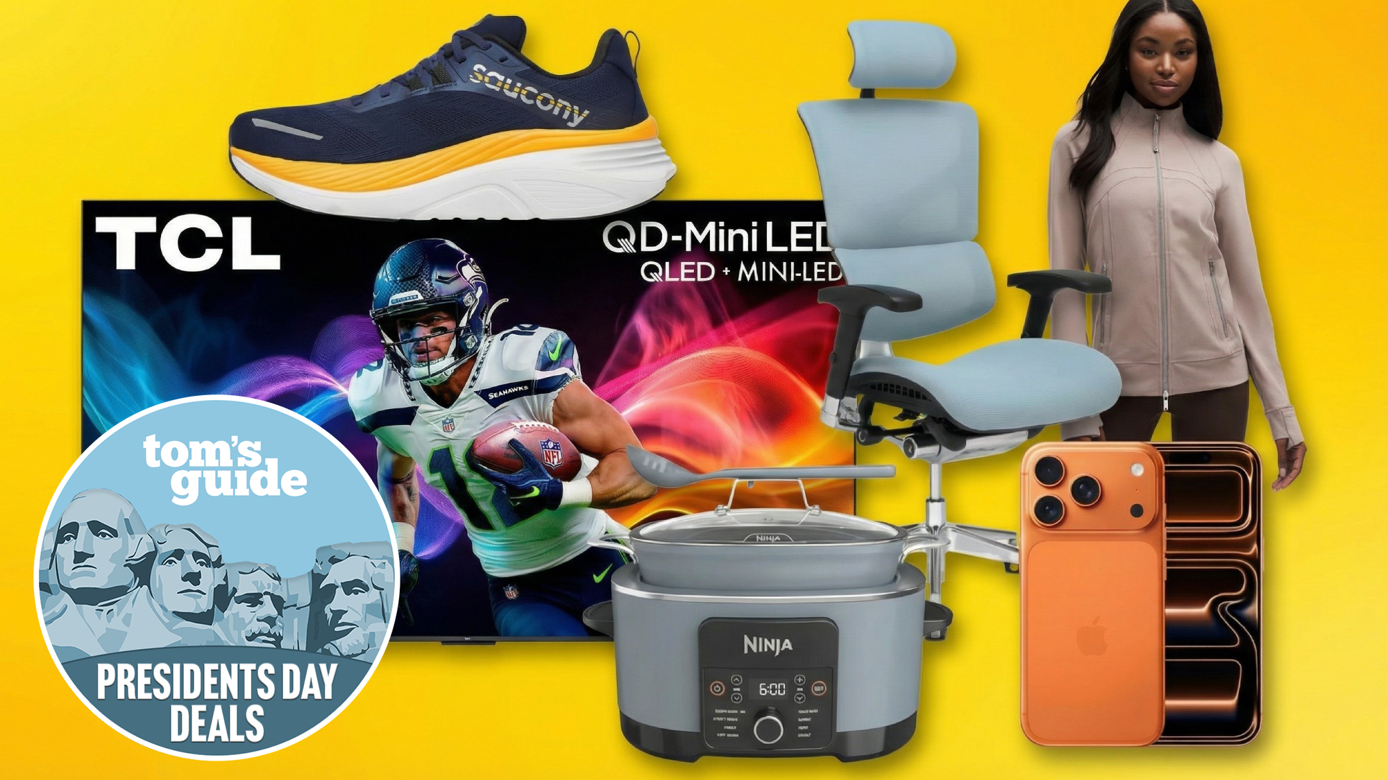 Collage of items on sale for Presidents' Day