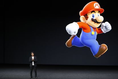 Shigeru Miyamoto, creator of Super Mario, at an Apple event