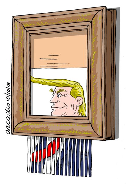 U.S. Banksy painting Trump self-destructive