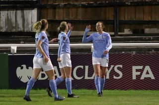 Scotland's Caroline Weir (right) has been in fine form for Manchester City in 2020-21 (Andrew Matthews/PA).