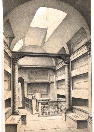 drawing of a third-centural papal crypt from rome