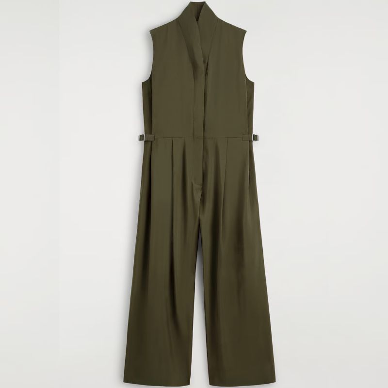 Khaki tencel jumpsuit