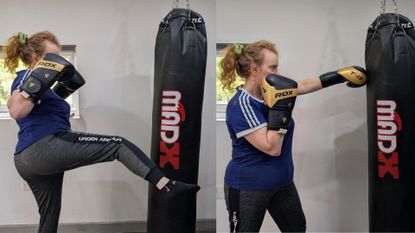 Samantha Priestley doing kickboxing workout