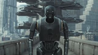 Alan Tudyk as K2SO walking on Andor Season 2