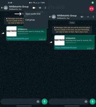 WhatsApp audio chat interface
