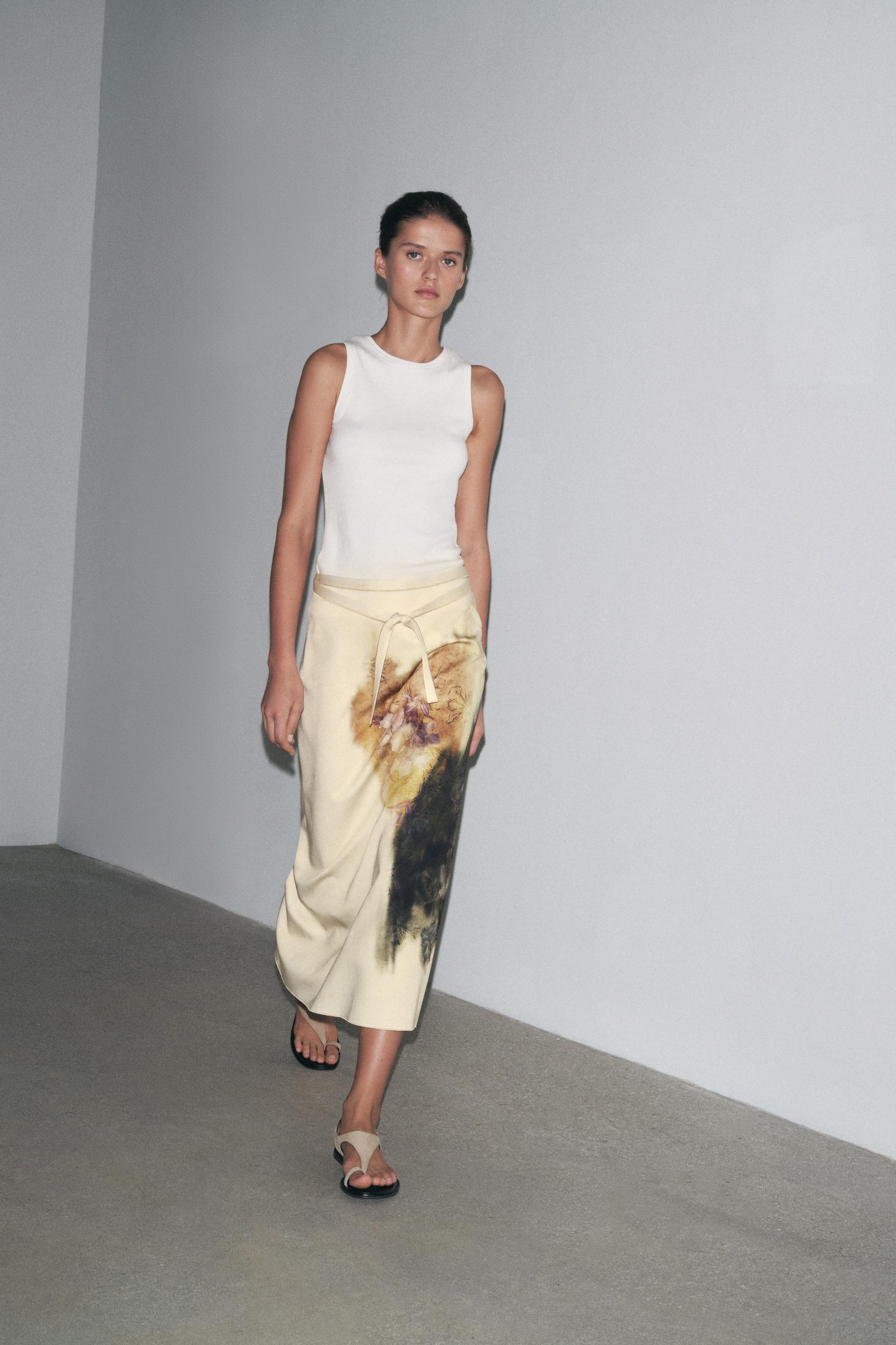 Zw Collection Printed Midi Skirt