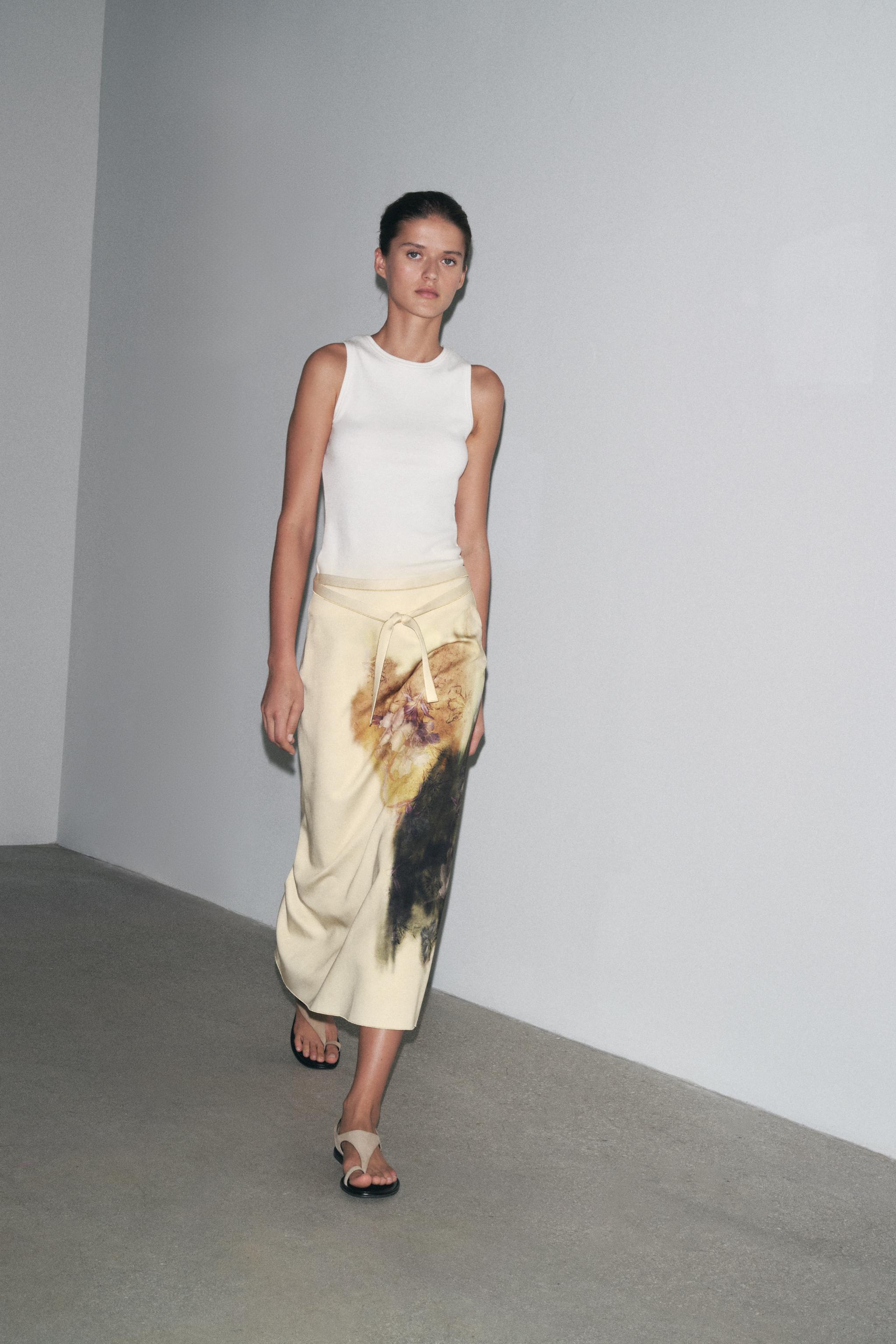 Zw Collection Printed Midi Skirt