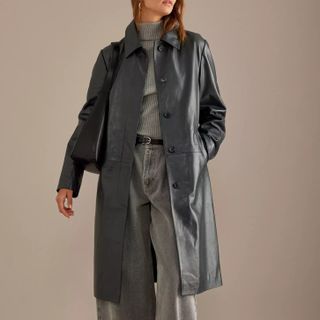 By Anthropologie Leather Trench Coat