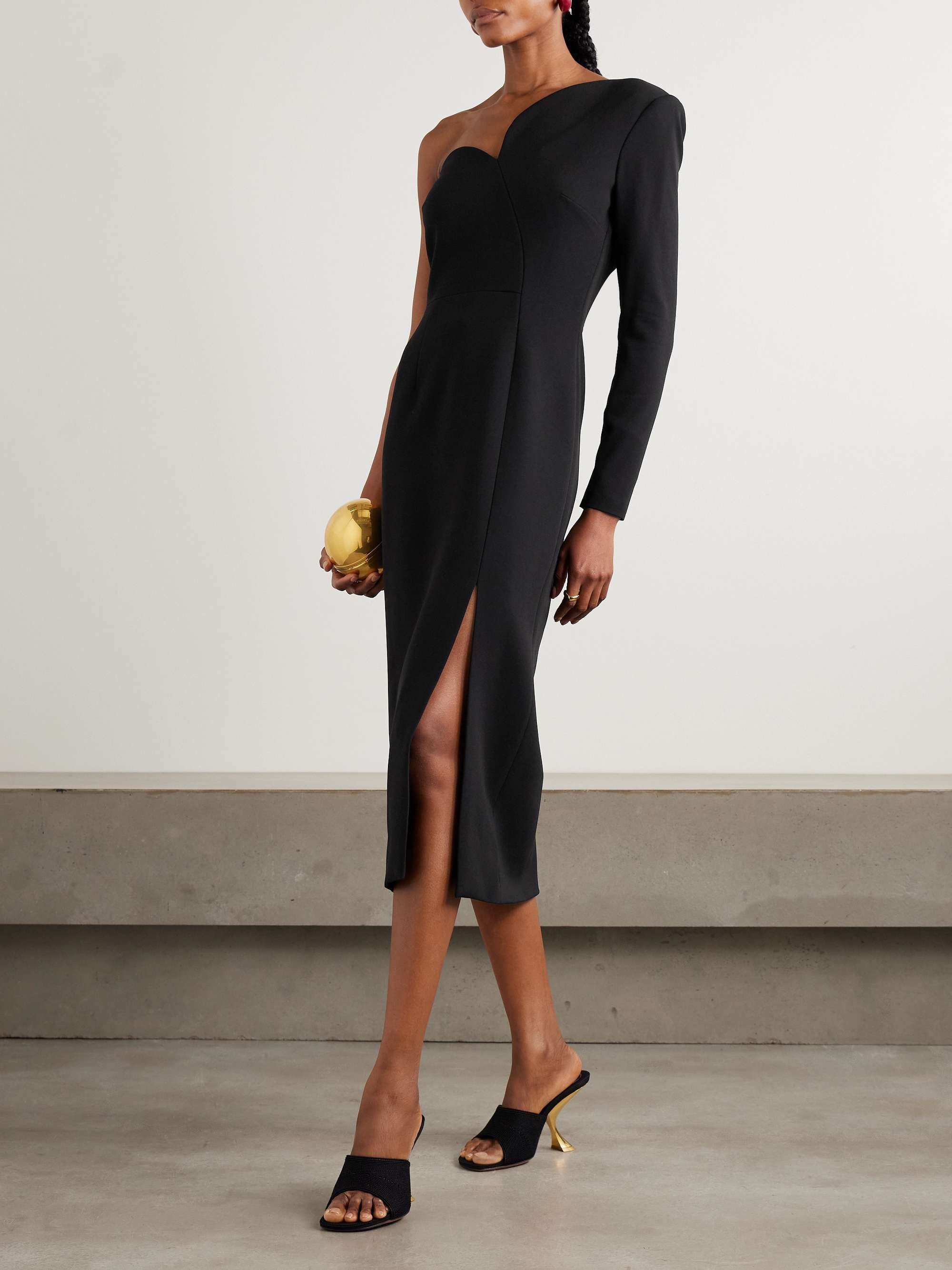 Zahrah One-Sleeve Crepe Midi Dress