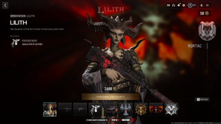 A screenshot showing the Lilith Diablo 4 crossover skin for Call of Duty: Modern Warfare 3.