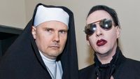 Billy Corgan and Marilyn Manson attend SiriusXM's Town Hall With Marilyn Manson And Billy Corgan on August 6, 2015