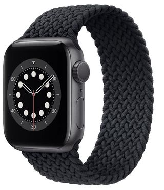 Apple Watch Space Gray Aluminum Charcoal Braided Solo Loop Render Cropped