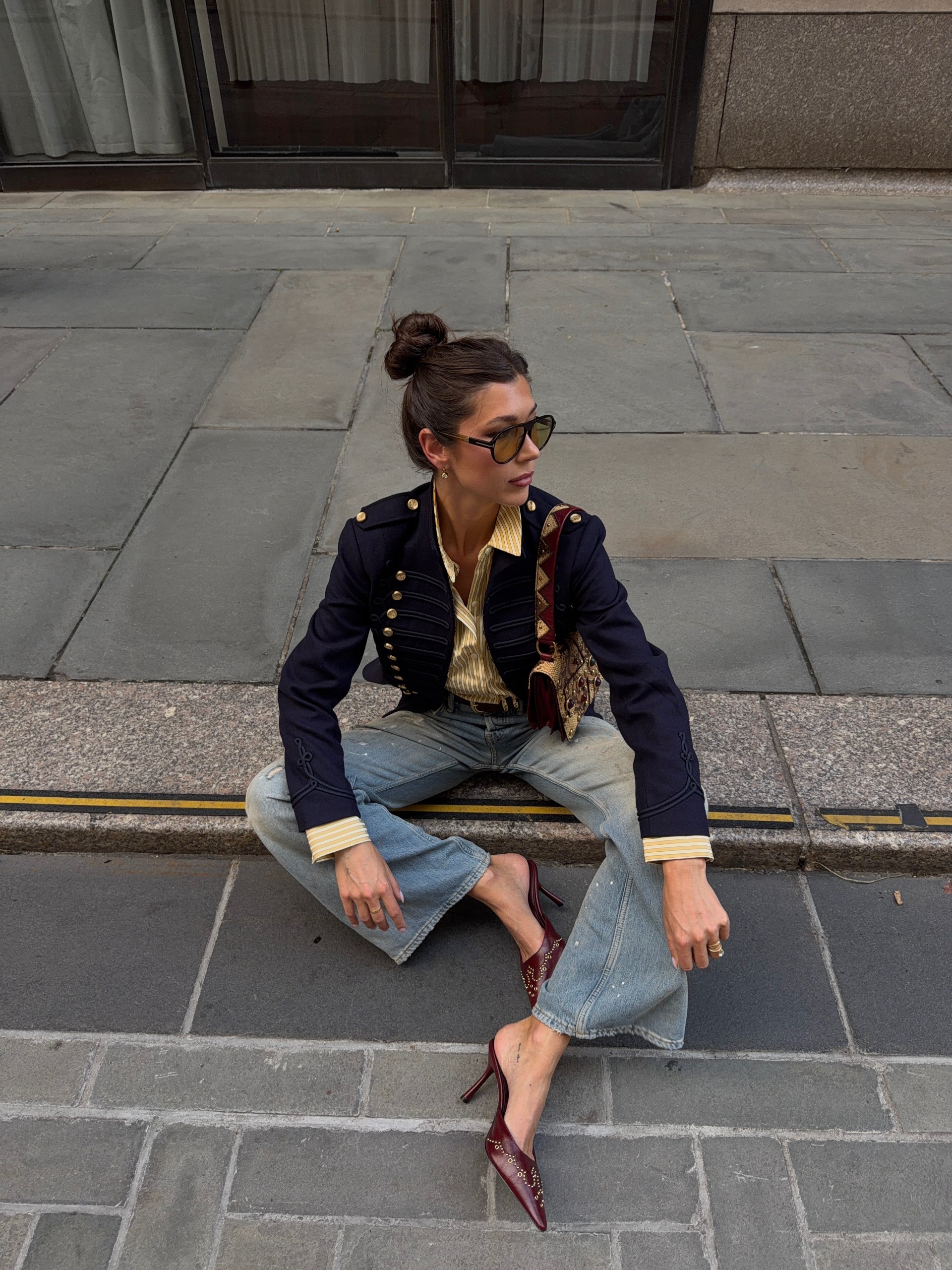 Woman wearing a band-jacket outfit in 2026.