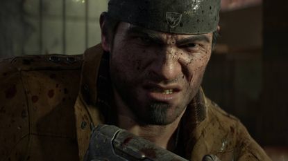 Gears of War: E-Day screenshot shows a man grimacing.
