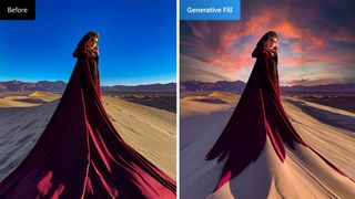 Adobe AI in Photoshop; a photo of a woman in a desert