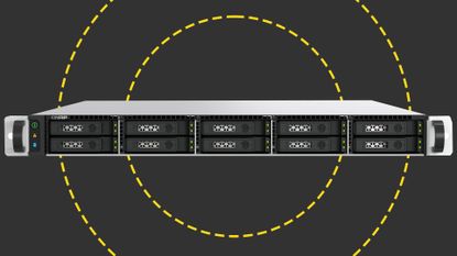 The Qnap TS-h1077AFU on the ITPro background