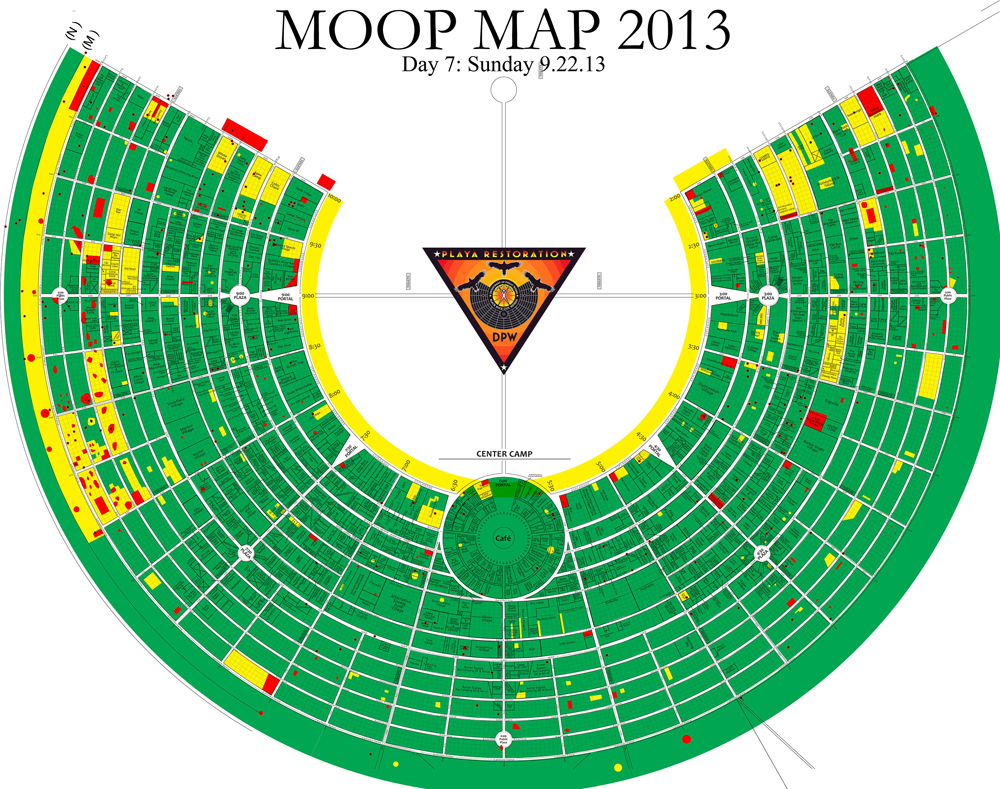 Camp Catmandu is located at 7:45 and Disiderata, in green.