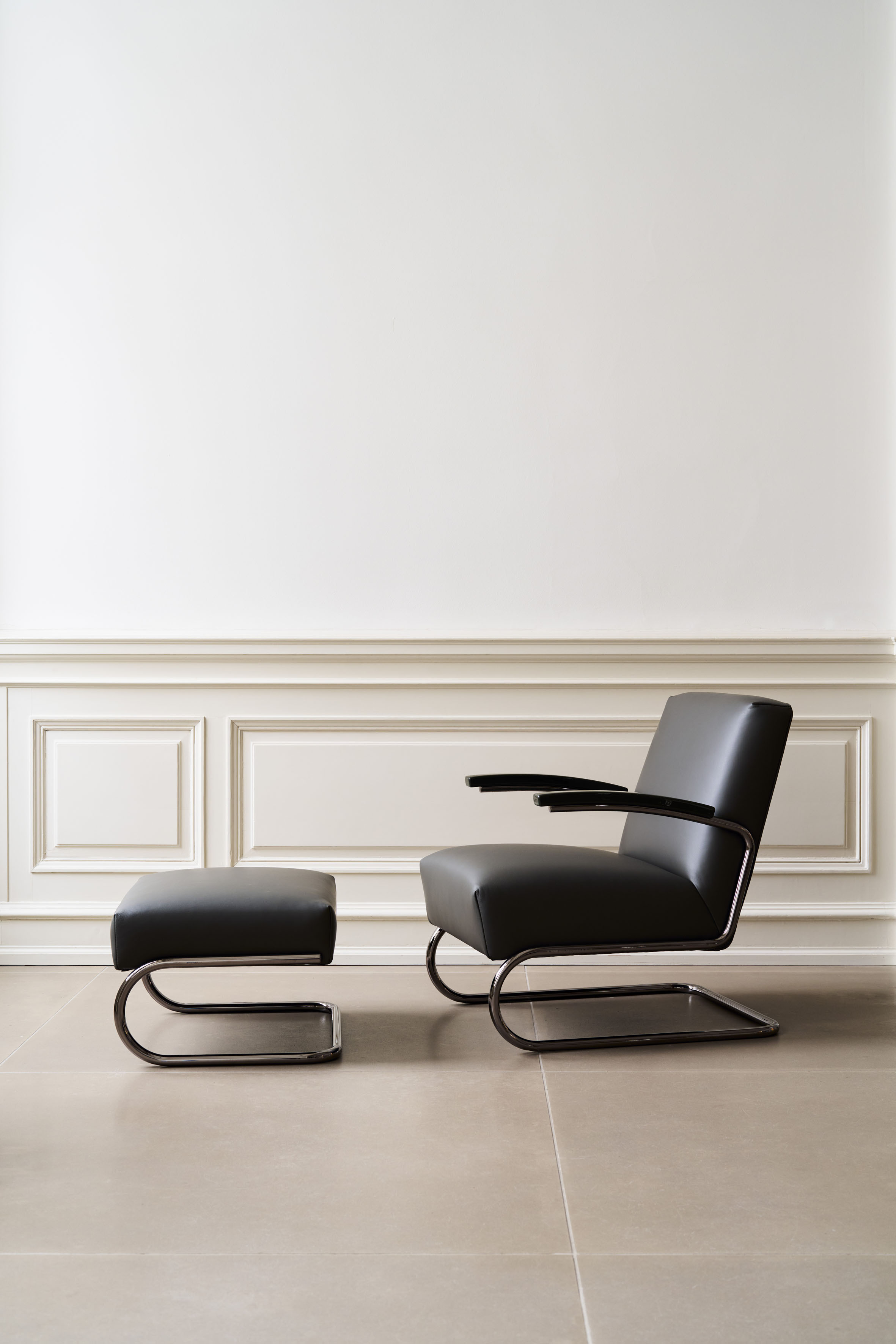 Jil Sander and Thonet S411 chair, Serious, in graphite black