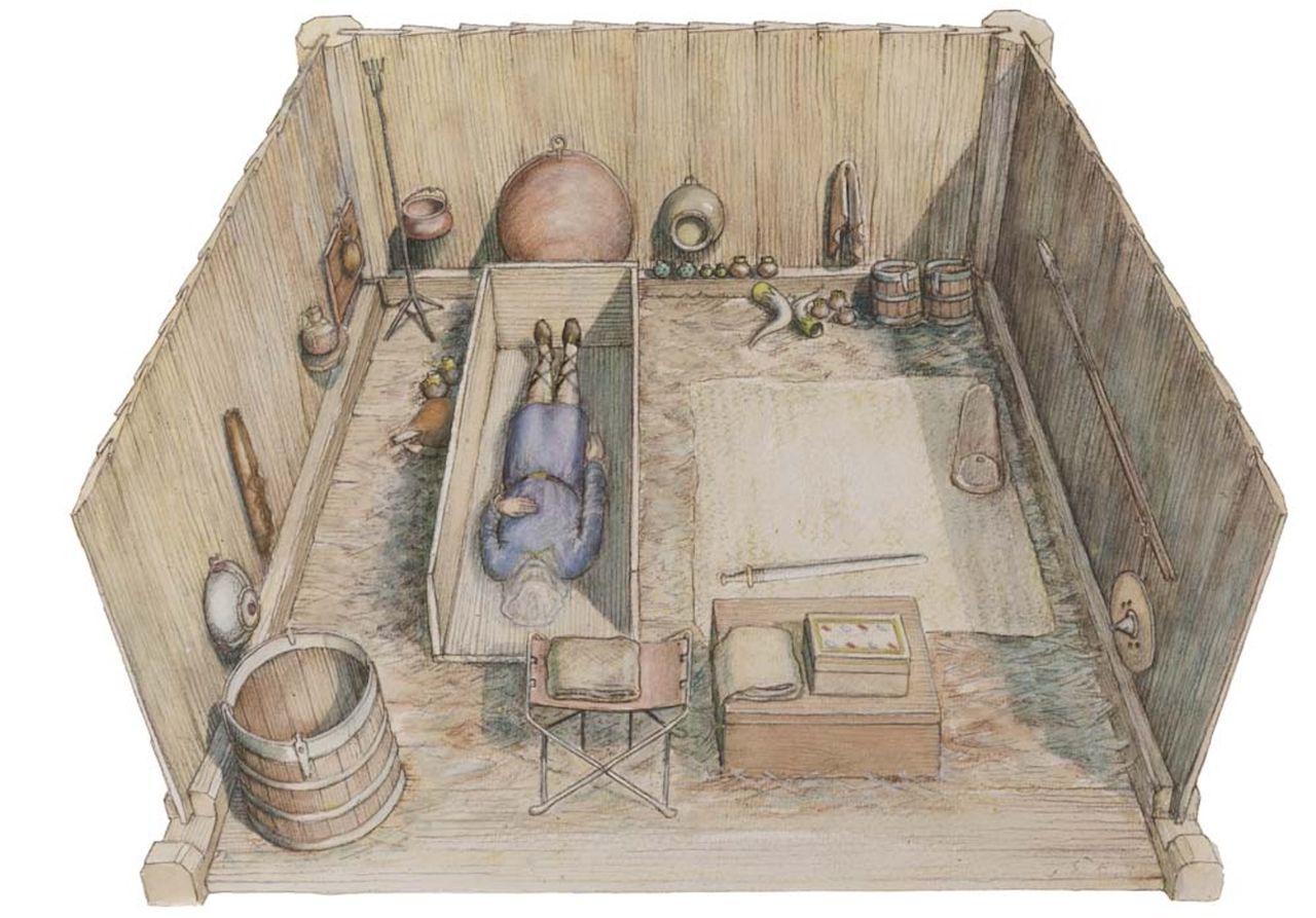 A reconstruction of the Prittlewell Prince Anglo-Saxon grave