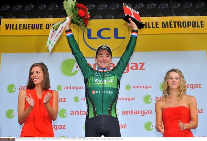 The day's breakaway rider Thomas Voeckler (Europcar)