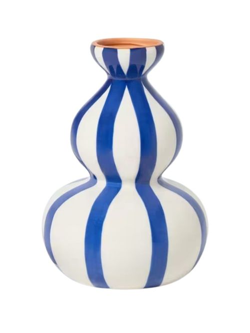 Hand Painted Striped Curved Ceramic Vase