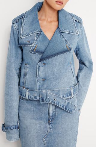 Belted Crop Denim Jacket