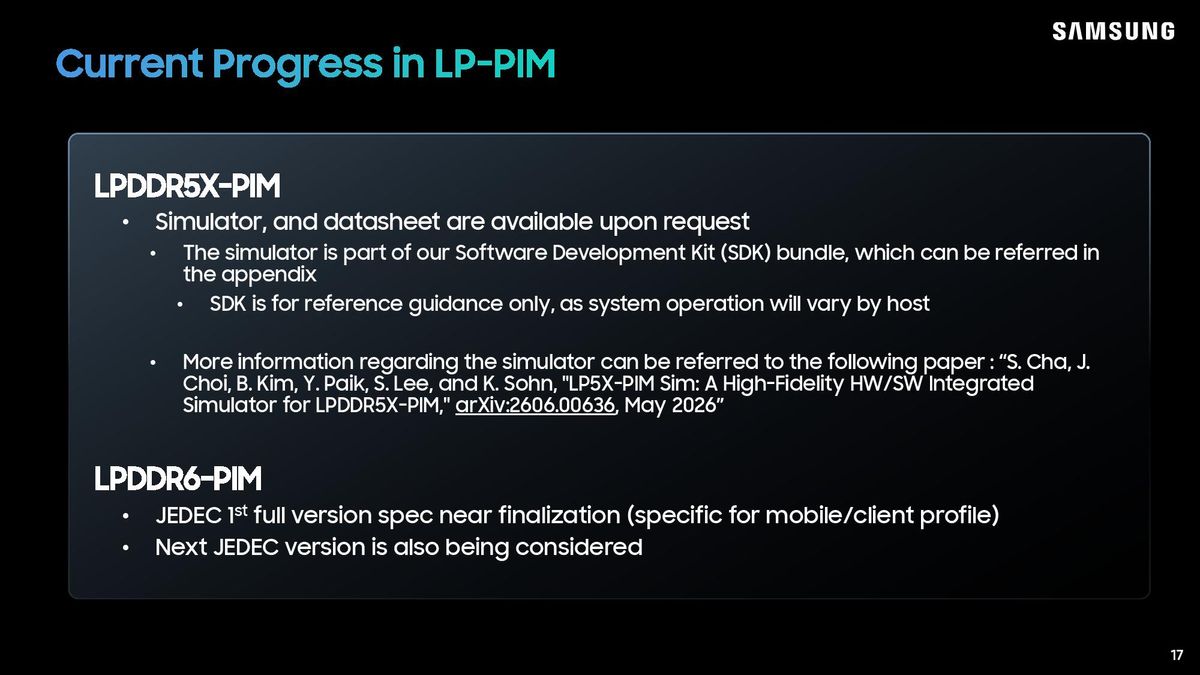 Samsung LPDDR5X-PIM Hot Chips 2026 presentation.
