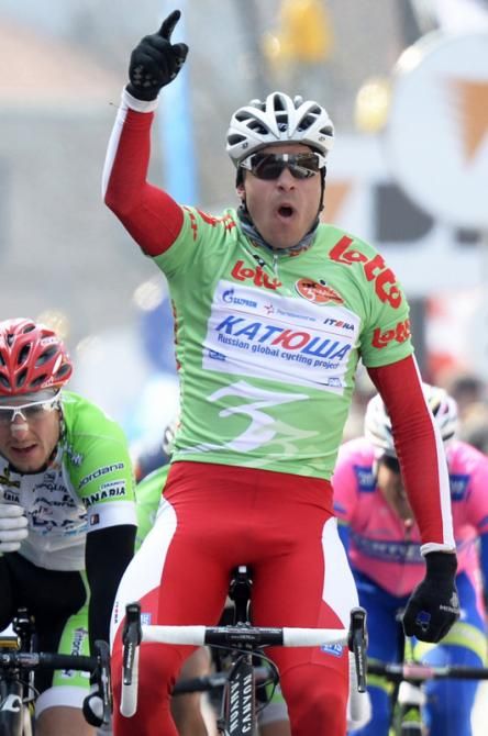 Alexander Kristoff (Katusha) takes his first win of the season on Stage 3a at the Three Days of De Panne