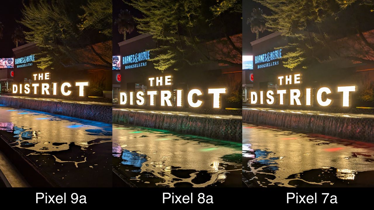 Camera samples comparing the Pixel 9a to the Pixel 8a and Pixel 7a.