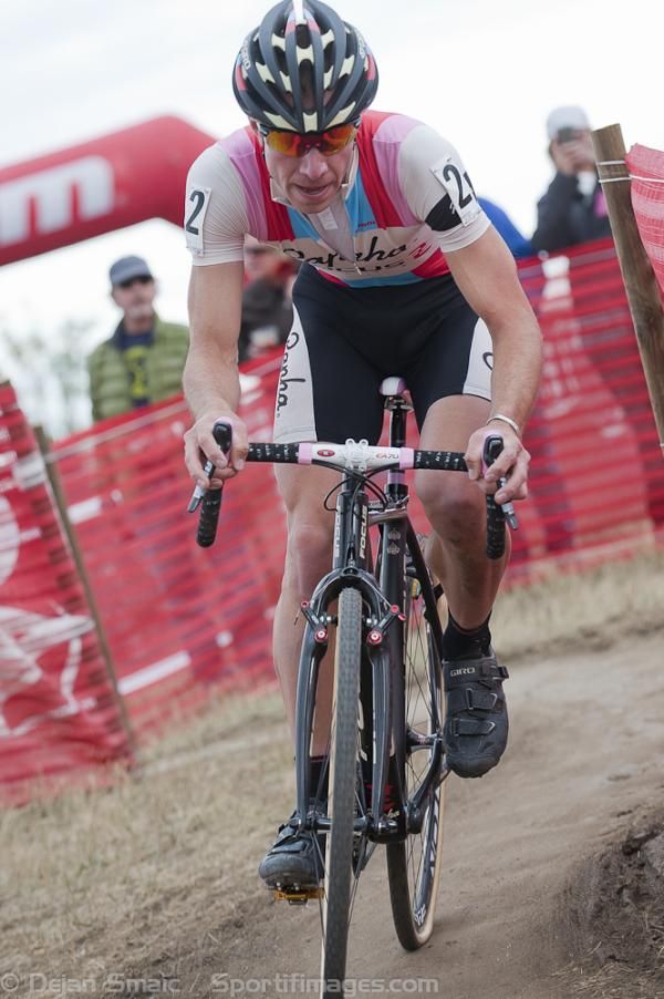 Powers rocking and rocketing his bike through a series of tight turns before the flyover