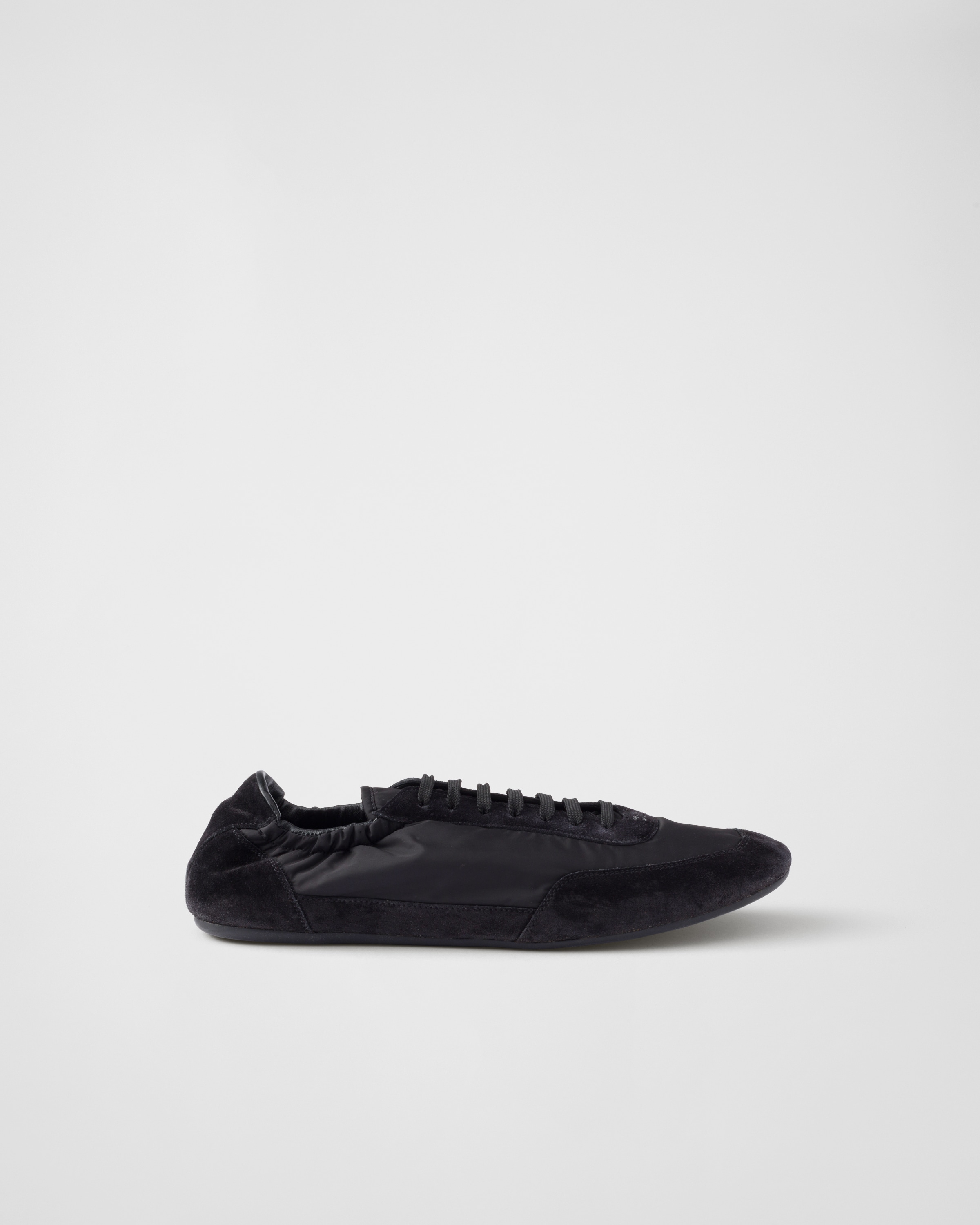 Collapse Re-Nylon and Suede Elasticized Sneakers