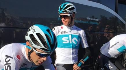 Chris Froome warms up on the rollers for his season debut at the Ruta del Sol