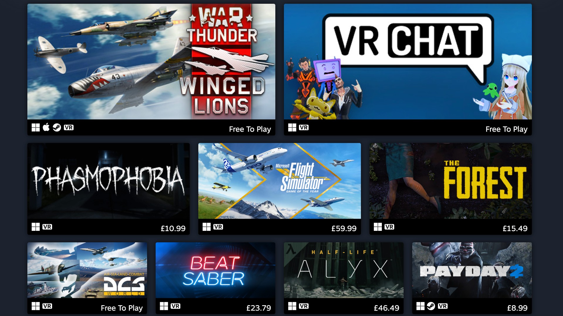 Steam VR titles