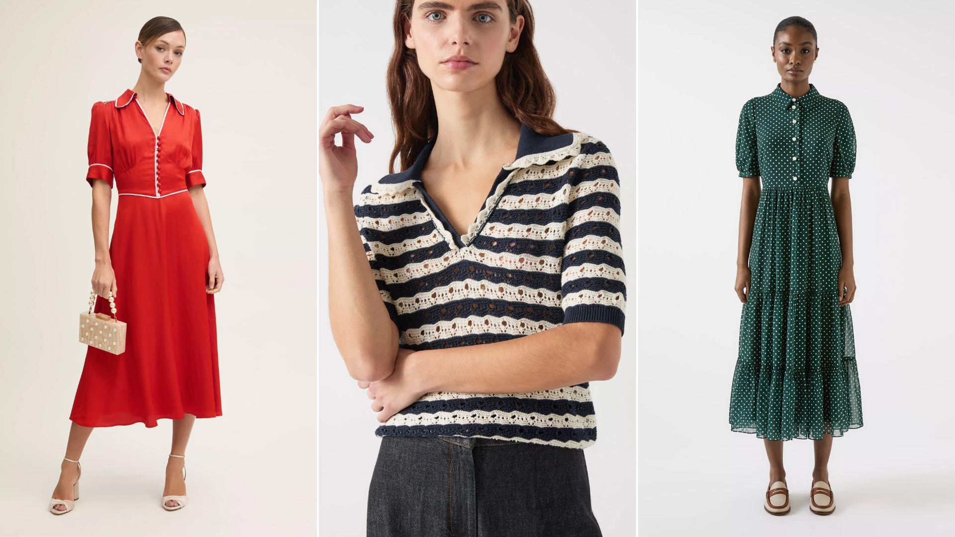 Three models wear LK Bennett clothing