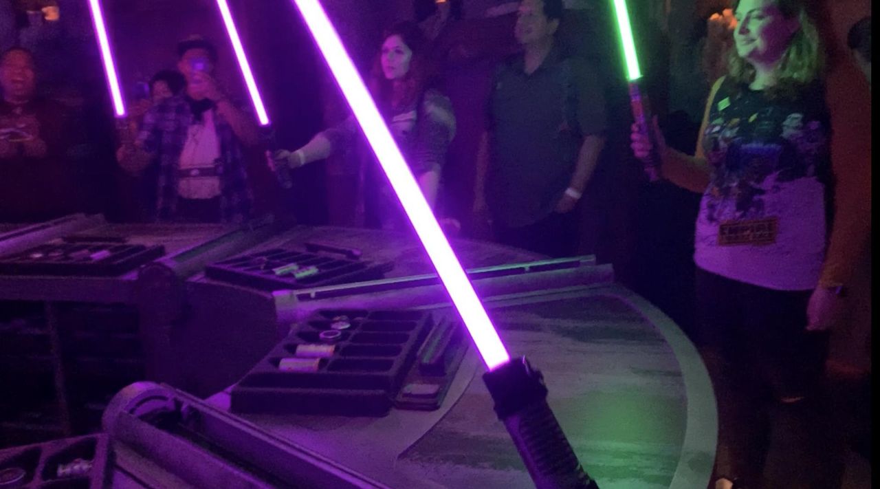Holding completed saber