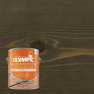 Olympic 1 Gallon Cinder Exterior Semi-Transparent Wood Protector Stain Plus Sealant in One