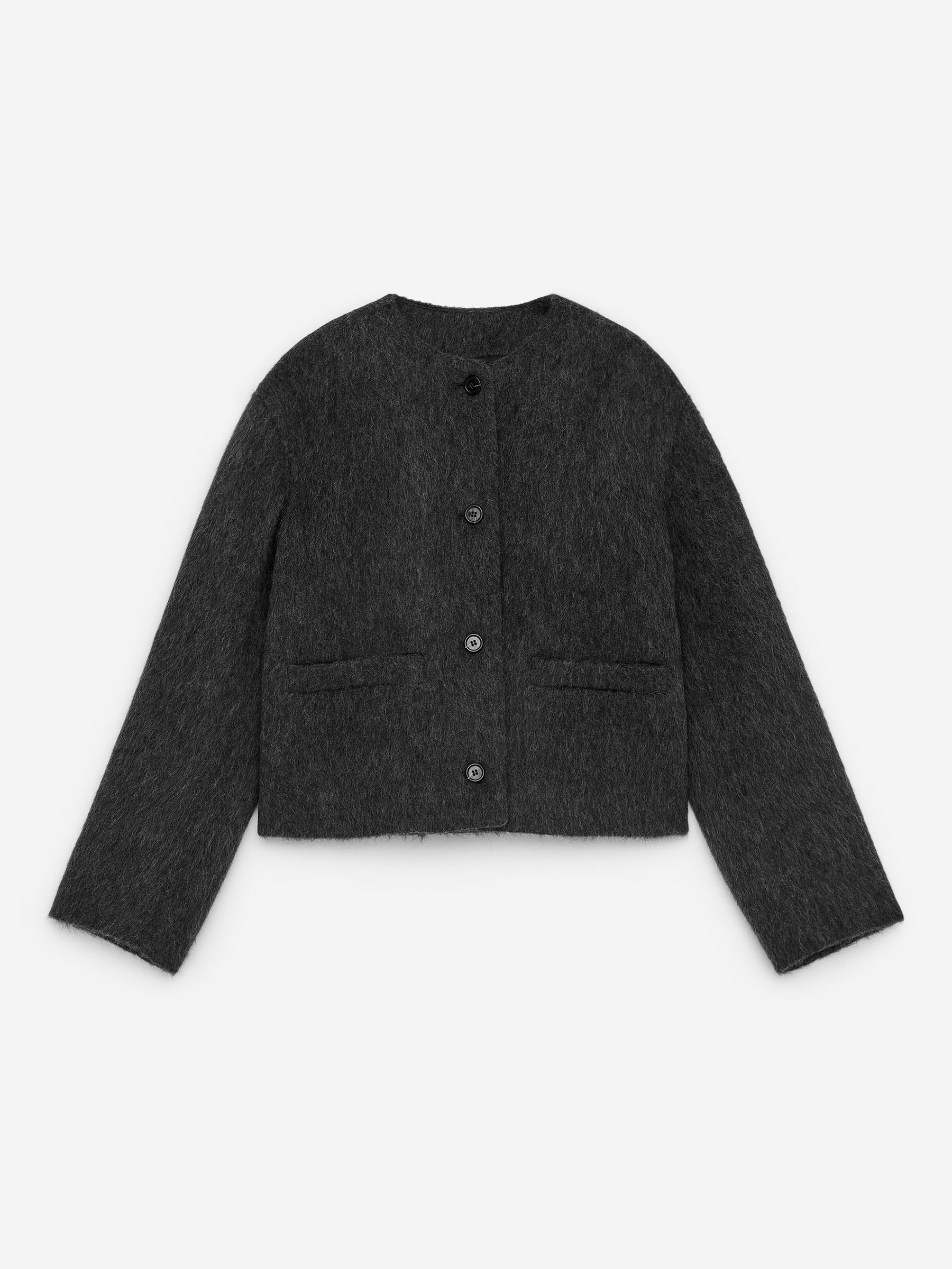 Brushed Wool-Blend Jacket &amp;ndash; Dark Grey &amp;ndash; Women &amp;ndash; Arket Gb