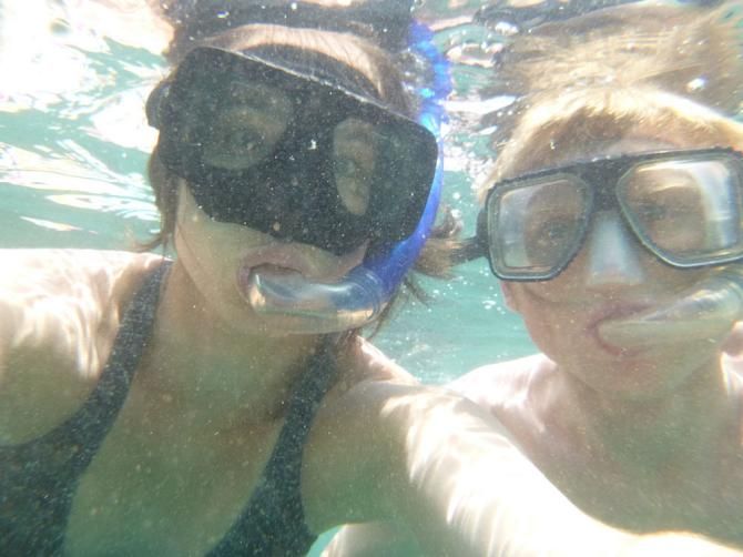Newlyweds snorkling on Ixtapa Island